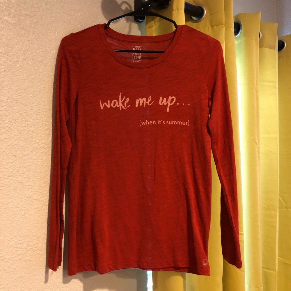Burnt orange long sleeve graphic tee